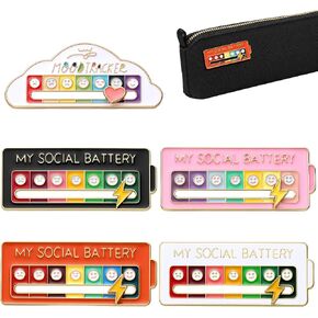 COTATI 5Pcs Social Battery Pin, Interactive Social Battery Slider Pin Set, Funny Mood Tracker Indicator Badge for Backpacks Jackets, Creative Enamel Lapel Brooch Pins in Saudi Arabia