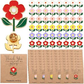 Kigeli 48/96 Pcs Teacher Appreciation Pin Gifts Bulk Enamel Flower Pins for Teacher Thanks for Helping Me Grow Gifts Bulk in Kuwait