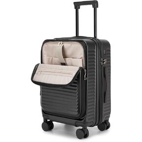 LARVENDER Carry On Luggage 22x14x9 Airline Approved, Suitcases with Wheels | 20Inch Expandable Carry-On Luggage with Laptop Compartment, Front Open Luggage for Women Men with TSA Lock, Space Grey in Saudi Arabia