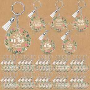30/50 Pcs Bible Verse Keychains Bulk Inspirational Christian Acrylic Floral Keyrings Religious Gift for Women in Saudi Arabia