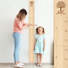 GUANKE Wooden Kids Height Chart for Wall, Natural Solid Wood Dual Scale (Feet/CM), Writable Growth Tracker, Easy Install Nursery Decor (Tree) in Kuwait