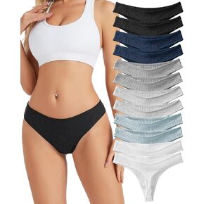 Sunm Boutique Cotton Thongs for Women, Low Rise Sexy Womens Underwear, Ribbed Cotton No Show Ladies Panties in Saudi Arabia