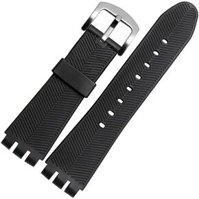 Rubber 23MM Black Strap Special Fit for Swatch Watch YOS440 449 401G 447 448 Irony Sports Waterproof Wristband Bracelet(Black sk) in Saudi Arabia