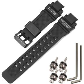 Resin Replacement Watch Band Compatible with Casio GA-1000 GA-1100 GW-A1000 GW-4000,Black Rubber Strap for Model 10435441 in Saudi Arabia