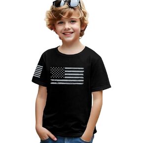 Boy's American Flag Shirt USA Patriotic Graphic Tees 4th of July T Shirts for Kids Crewneck Short Sleeve Tops in Saudi Arabia