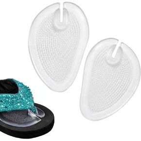 2 Pairs Transparent Self-Adhesive Silicone Gel Thong Sandal Forefoot Insoles Flip Flops Slippers Cushion Inserts Grip Pads Non Slip Pain Relief for Toe Posts Protectors for Women and Men in Saudi Arabia
