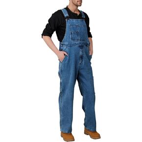 WORK IDEA Men's Denim Bib Overalls, Heavy Duty Cotton, Multi-Pocket Design with Hammer Loop for Carpenter in Saudi Arabia