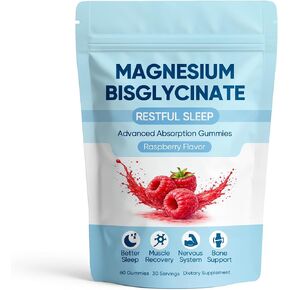 Magnesium Bisglycinate Gummies with 400mg Magnesium Bisglycinate Chelate, Sea Salt, Raspberry Fruit Powder, Supports Sleep & Relax Muscles, Strengthen Bones, Vegan for Women, 60 Gummies in Saudi Arabia