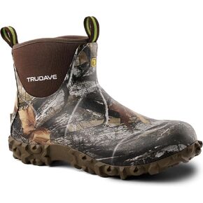 Trudave Men's Rubber Waterproof Boots with Steel Shank, Ankle Rain Boots, 6mm Neoprene Insulated Mud Boots, Anti Slip Durable Outdoor Work Shoes for Farming Gardening Yard Work Fishing in Saudi Arabia