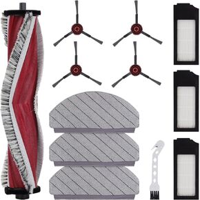 Replacement Part for Yeedi C12 Pro Plus Robot Vacuum Cleaner - Accessories Kit, 1 Main Roller, 3 Filters, 4 Microfiber Mop Pads, 3 Side Brushes Attachments, 1 Pack Cleaning Brush, 12 Pcs in Kuwait