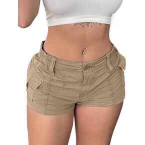 Women Y2k Summer Cargo Shorts Casual Hot Pants Vintage Bodycon Denim Shorts with Pockets Streetwear in Saudi Arabia