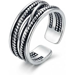 Thumb Ring Adjustable for Women Silver Chunky Twist Ring Cool Womens Vintage Y2K Braided Band Beautiful Statement Jewelry Trendy Chunky Silver Accessory for Women in Saudi Arabia
