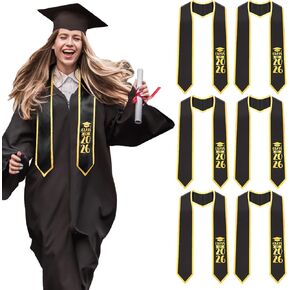 Jutom 6 Pcs Class of 2025 Graduation Stole Sash 60 Inch Unisex Graduation Sash with Gold Trim Honor Stole Sash for Graduation in Saudi Arabia