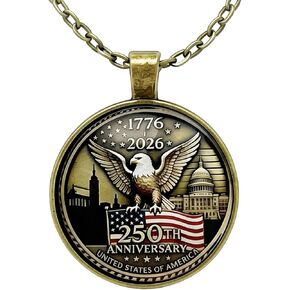 250 Anniversary USA Merchandise ,America 250th Anniversary Necklace,1776-2026 Patriotic Keepsake Necklace - Bald Eagle American Flag Pendant Vintage Bronze Chain - Independence Day 4th of July Memorial Day Veterans Day Gift for Women Men in Saudi Arabia