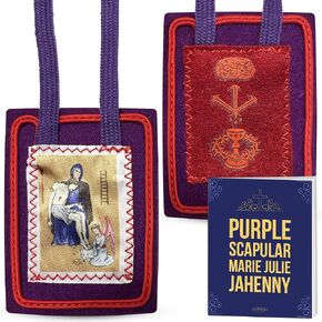 Catholic Scapular Marie Julie Jahenny Purple Scapular of Blessing and Protection - Small Handmade Wool Religious Necklace for Women - Escapulario Morado in Saudi Arabia