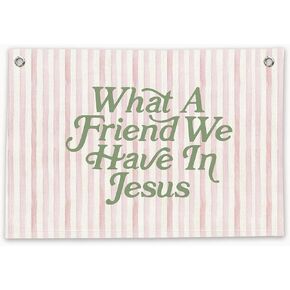 RTXLEZM Kids Room Decor, What a Friend We Have in Jesus Christian Canvas Banner Wall Hanging, Minimalist Bible Verse Wall Art Prints for for Classroom, Playroom，Nursery, Kids Room, 20x30 Inch in Saudi Arabia