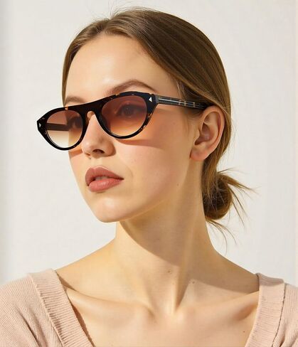EYLRIM Retro Oval Cat Eye Sunglasses for Women Men Trendy Flat Top Narrow Cateye Shades UV400 Protection in Saudi Arabia
