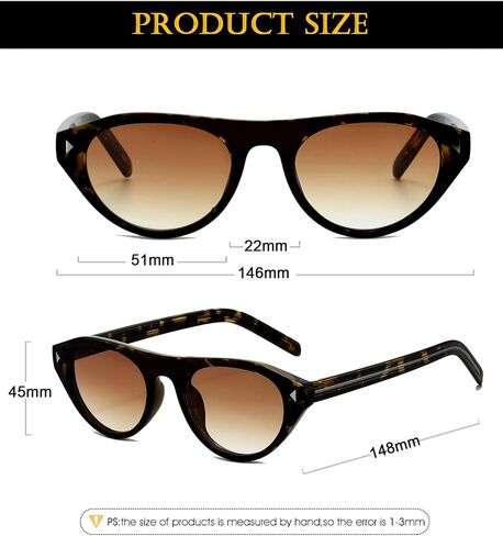 EYLRIM Retro Oval Cat Eye Sunglasses for Women Men Trendy Flat Top Narrow Cateye Shades UV400 Protection in Saudi Arabia