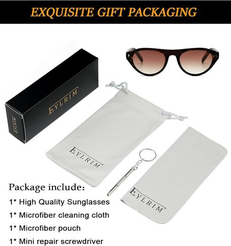 EYLRIM Retro Oval Cat Eye Sunglasses for Women Men Trendy Flat Top Narrow Cateye Shades UV400 Protection in Saudi Arabia