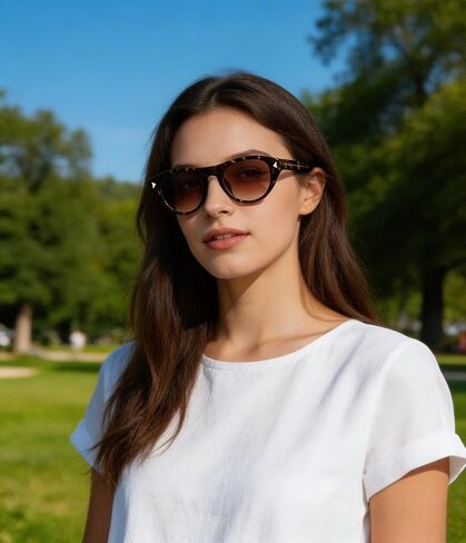 EYLRIM Retro Oval Cat Eye Sunglasses for Women Men Trendy Flat Top Narrow Cateye Shades UV400 Protection in Saudi Arabia