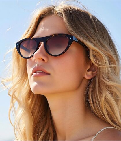 EYLRIM Retro Oval Cat Eye Sunglasses for Women Men Trendy Flat Top Narrow Cateye Shades UV400 Protection in Saudi Arabia