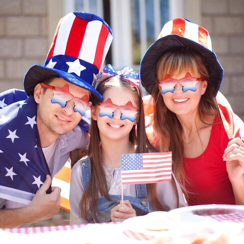 6 PCS 4th of July Star Sunglasses, Patriotic Red White Blue Novelty Glasses with American Flag Star Design for Independence Day Memorial Day Party Favors in Saudi Arabia