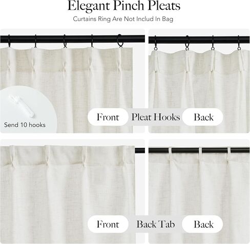 RYB HOME Pinch Pleated Cafe Curtains 24 inch Length, Light Filtering Semi Sheer Privacy Linen Textured Farmhouse Curtain Tier for Camper RV Bunk Window, 26" W x 24" L, Ivory, 2 Panels in Kuwait