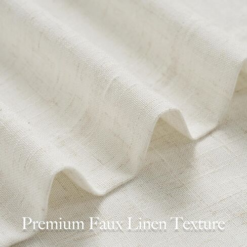 RYB HOME Pinch Pleated Cafe Curtains 24 inch Length, Light Filtering Semi Sheer Privacy Linen Textured Farmhouse Curtain Tier for Camper RV Bunk Window, 26" W x 24" L, Ivory, 2 Panels in Kuwait