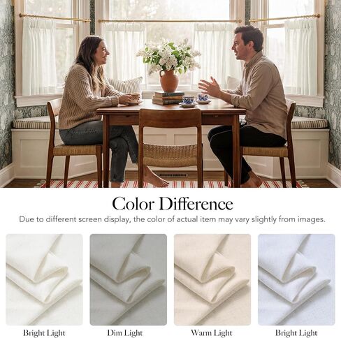RYB HOME Pinch Pleated Cafe Curtains 24 inch Length, Light Filtering Semi Sheer Privacy Linen Textured Farmhouse Curtain Tier for Camper RV Bunk Window, 26" W x 24" L, Ivory, 2 Panels in Kuwait