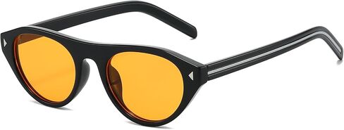 EYLRIM Retro Oval Cat Eye Sunglasses for Women Men Trendy Flat Top Narrow Cateye Shades UV400 Protection in Saudi Arabia