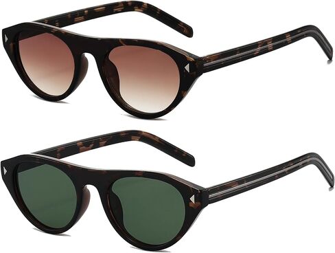 EYLRIM Retro Oval Cat Eye Sunglasses for Women Men Trendy Flat Top Narrow Cateye Shades UV400 Protection in Saudi Arabia