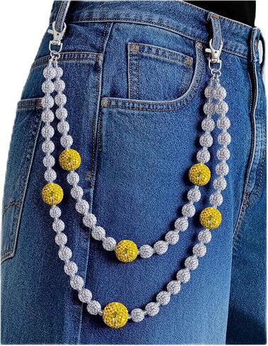 Wallet Chains for Men Layered Pants Chain Jean Pocket Bead Chain Rhinestone Keychain Purse Accessories for Women in Saudi Arabia