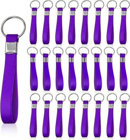 24 Pcs Wristband Keychain Clean Color Silicone Wristlet Keychain Bulk Employee Gifts for Car Key House Key Backpack Decoration Women Men (Black) in Saudi Arabia