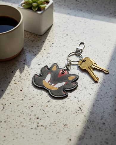 JUST FUNKY Sonic the Hedgehog Shadow PU Leather Air Tag Holder Keychain Lobster Clasp Key Ring for Keys and Bags in Kuwait