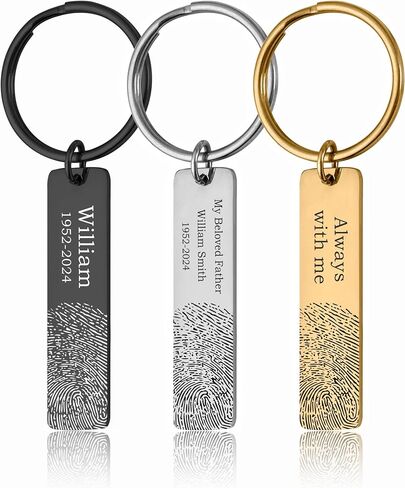 Memorial Thumbprint Keyring, Actual Fingerprint Keychain, Engraved Custom Message, Loss of Father Keepsake, Loss of Mother Remembrance Gift, Grief Gift, Sympathy Jewelry in Kuwait