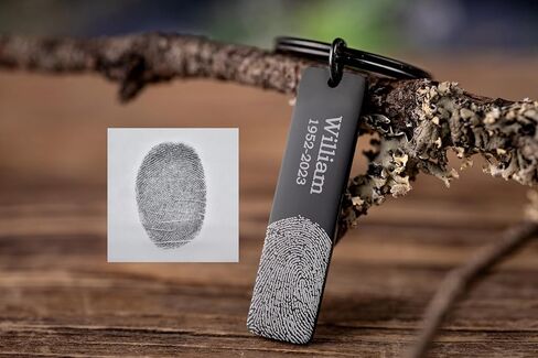 Memorial Thumbprint Keyring, Actual Fingerprint Keychain, Engraved Custom Message, Loss of Father Keepsake, Loss of Mother Remembrance Gift, Grief Gift, Sympathy Jewelry in Kuwait