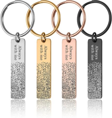 Memorial Thumbprint Keyring, Actual Fingerprint Keychain, Engraved Custom Message, Loss of Father Keepsake, Loss of Mother Remembrance Gift, Grief Gift, Sympathy Jewelry in Kuwait