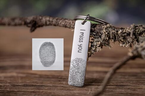 Memorial Thumbprint Keyring, Actual Fingerprint Keychain, Engraved Custom Message, Loss of Father Keepsake, Loss of Mother Remembrance Gift, Grief Gift, Sympathy Jewelry in Kuwait