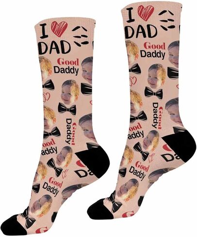 Custom Faces Socks, Personalized Crew Photo Socks With Pet Dog Cat Face Funny Gifts for Unisex Child Adult in Saudi Arabia