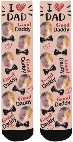 Custom Faces Socks, Personalized Crew Photo Socks With Pet Dog Cat Face Funny Gifts for Unisex Child Adult in Saudi Arabia