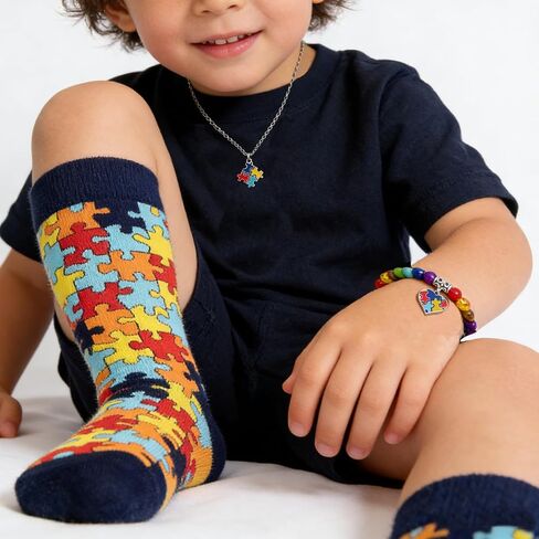 Autism Awareness Socks Puzzle Pieces Set - Autism Awareness Gifts in Kuwait