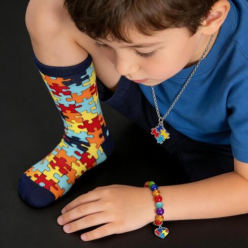 Autism Awareness Socks Puzzle Pieces Set - Autism Awareness Gifts in Kuwait