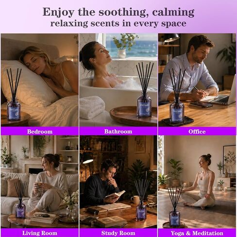 SCENTORINI Reed Diffuser Set for Sleep, Relax, 4 * 1.69oz, Natural Lavender Essential Oil Diffuser, Scented Reed Diffuser, Home Fragrance for Room Spa Bedroom Bathroom Hotel Home Decor in Saudi Arabia