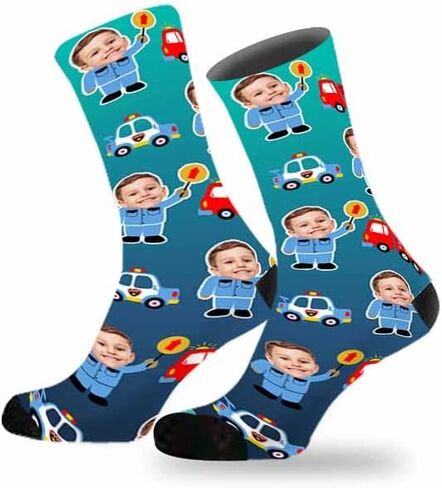 Custom Faces Socks, Personalized Crew Photo Socks With Pet Dog Cat Face Funny Gifts for Unisex Child Adult in Saudi Arabia