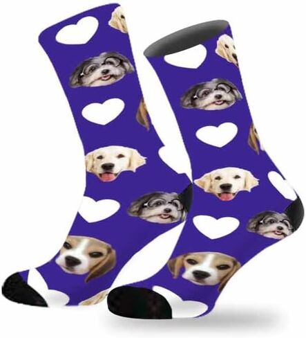 Custom Faces Socks, Personalized Crew Photo Socks With Pet Dog Cat Face Funny Gifts for Unisex Child Adult in Saudi Arabia