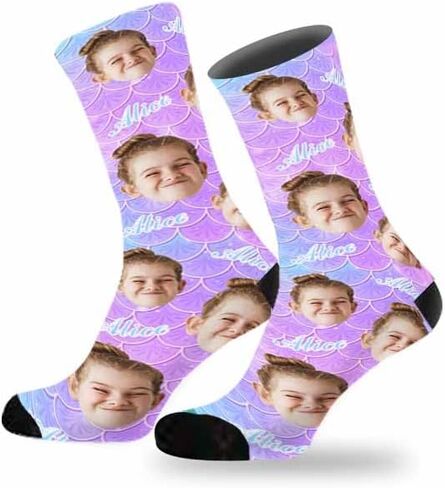 Custom Faces Socks, Personalized Crew Photo Socks With Pet Dog Cat Face Funny Gifts for Unisex Child Adult in Saudi Arabia