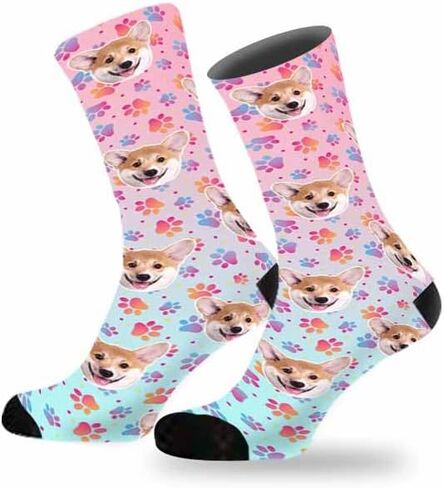 Custom Faces Socks, Personalized Crew Photo Socks With Pet Dog Cat Face Funny Gifts for Unisex Child Adult in Saudi Arabia