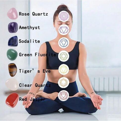Healing Crystals Natural Stone Pendant Set, Chakra Stones, Real Raw Crystals Positive Energy for Spiritual Meditation, Birthday Gifts for Women, Valentine's Day Gift-8-Piece Set in Kuwait