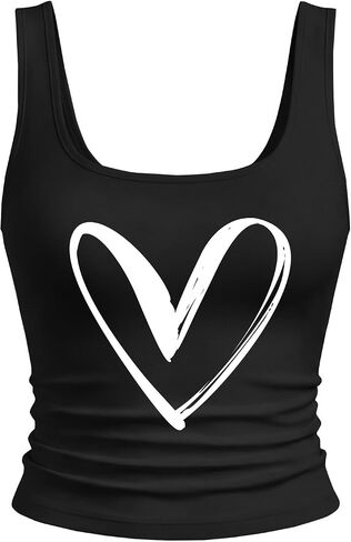 SOFIA'S CHOICE Women Graphic Tank Top Summer Fitted Square Neck Sleeveless Ruched Tops in Kuwait