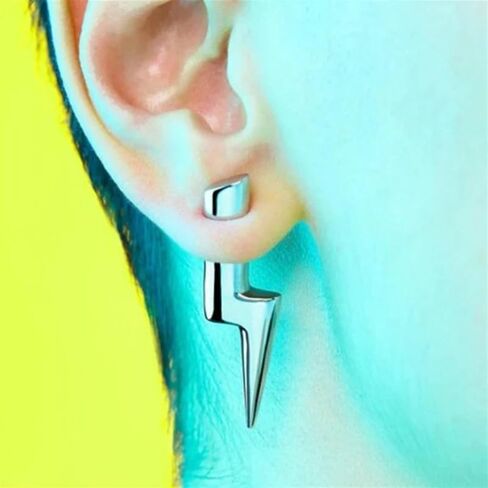 Moon Star Lightning One Character Piercing Earrings Stainless Steel Cartilage Hoop Earrings for Women Men in Saudi Arabia